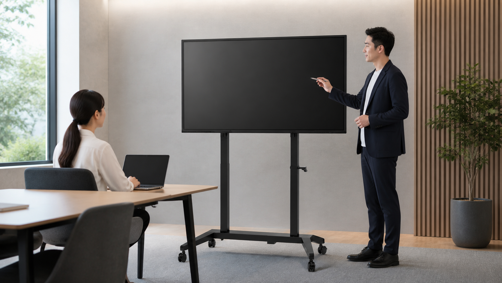 昇 ShouスタンドとTAKUMI Biz Boardを会議室に設置したイメージ